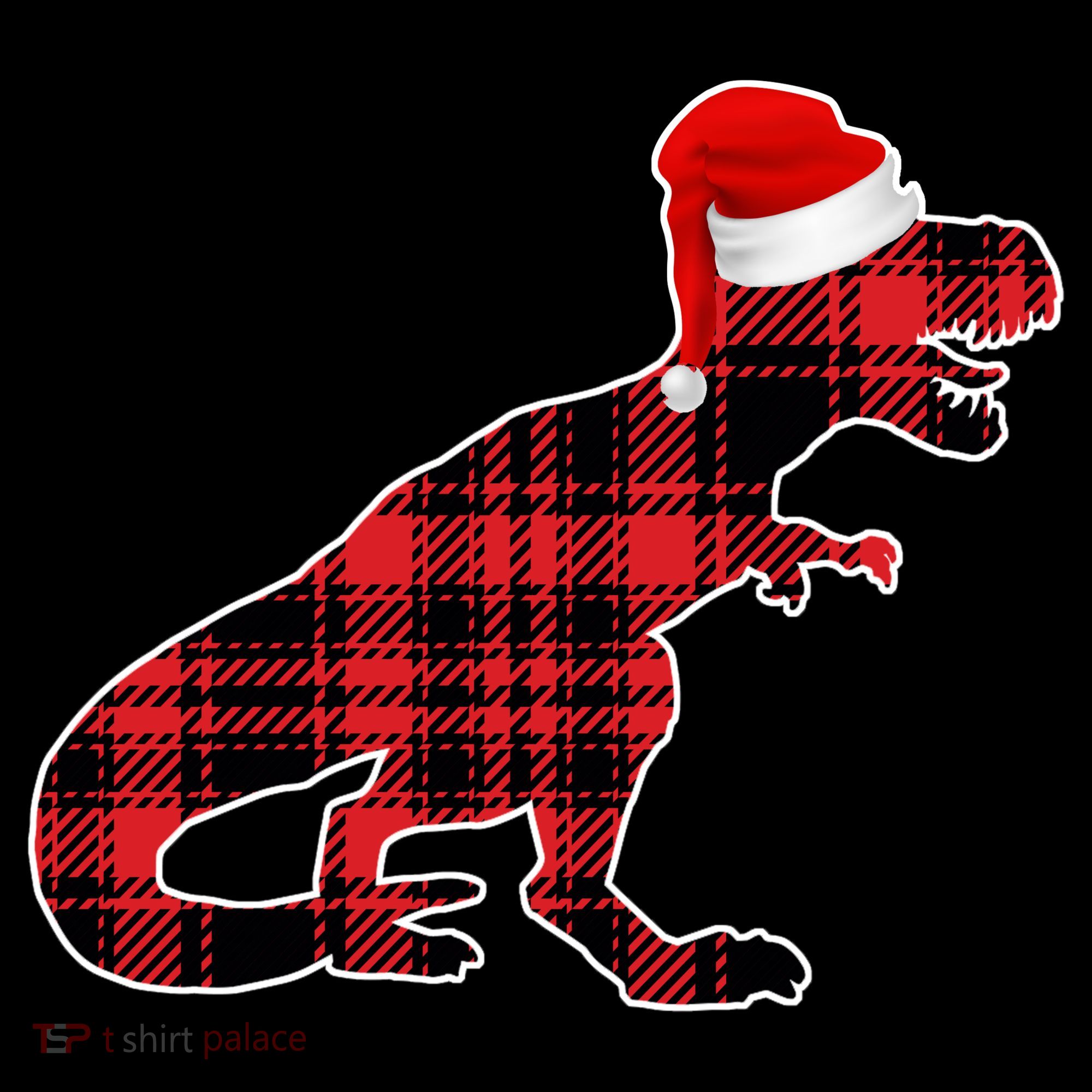 Dinosaur Santa Plaid Tank Top