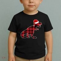 Dinosaur Santa Plaid Toddler T-Shirt thumb 2