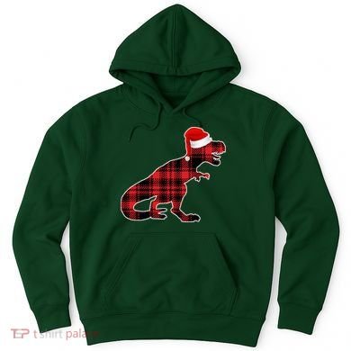 Dinosaur Santa Plaid Hoodie
