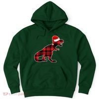 Dinosaur Santa Plaid Hoodie thumb 0