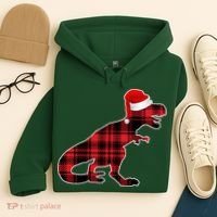 Dinosaur Santa Plaid Hoodie thumb 4