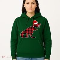 Dinosaur Santa Plaid Hoodie thumb 5