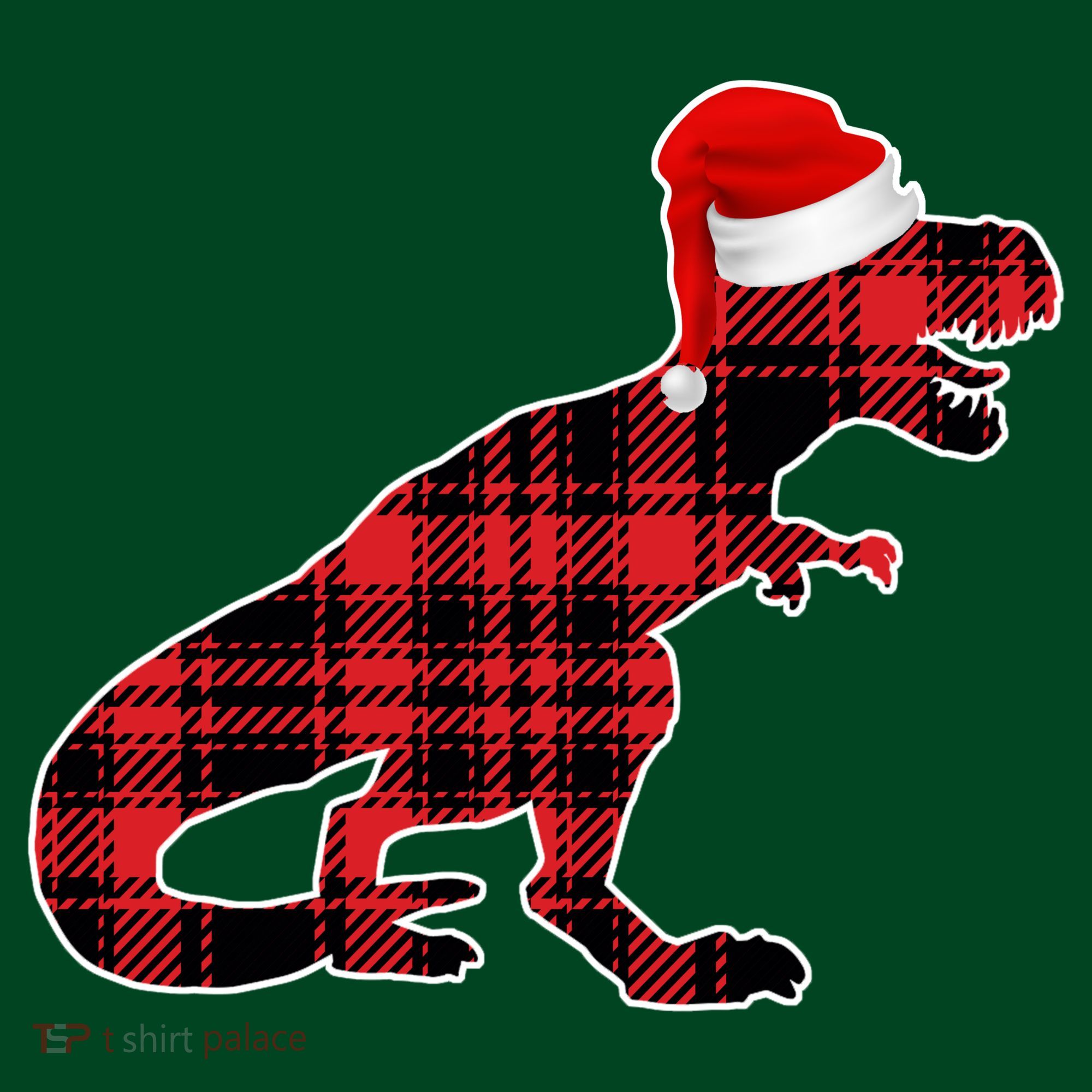 Dinosaur Santa Plaid Hoodie