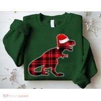 Dinosaur Santa Plaid Sweatshirt thumb 2