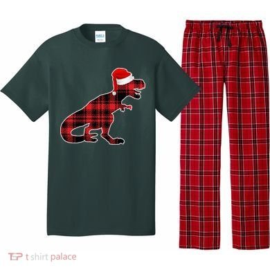 Dinosaur Santa Plaid Pajama Set