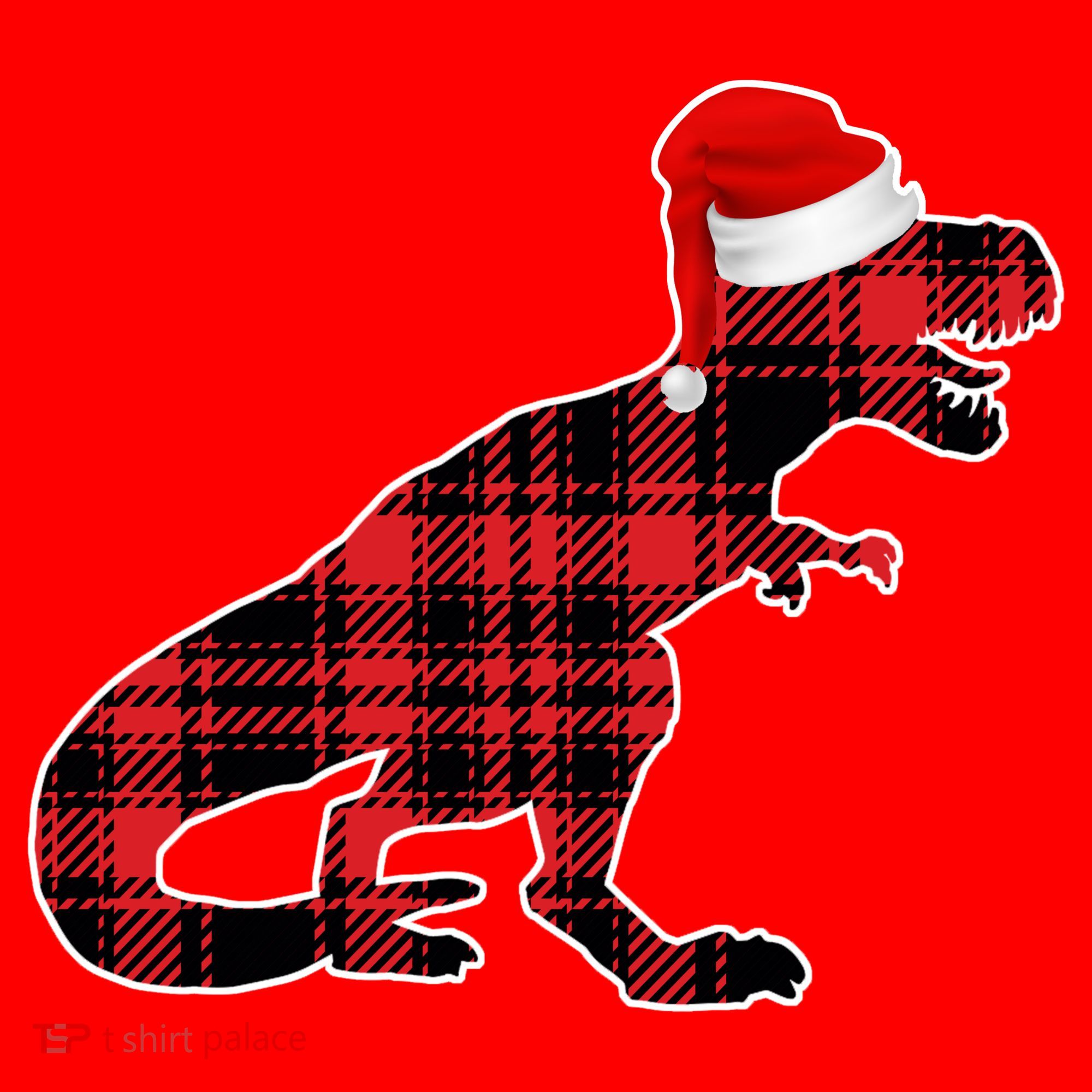Dinosaur Santa Plaid Santa Hat