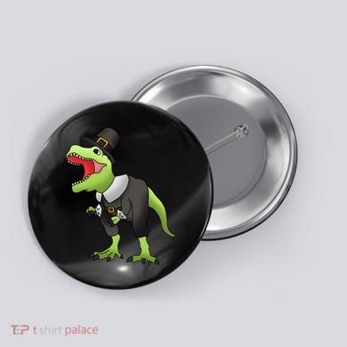 Dinosaur Thanksgiving Pilgrim Button
