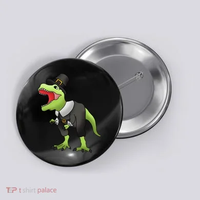 Dinosaur Thanksgiving Pilgrim Button