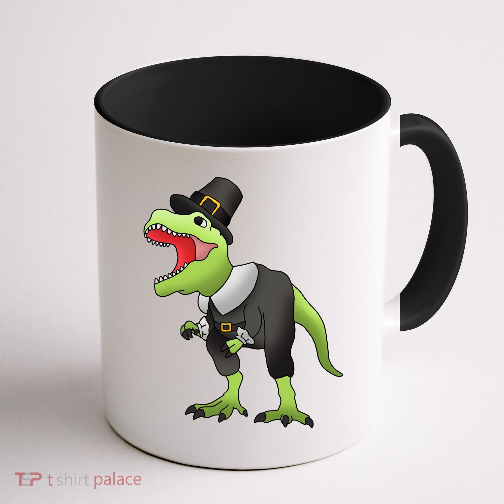Dinosaur Thanksgiving Pilgrim Coffee Mug