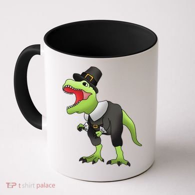 Dinosaur Thanksgiving Pilgrim Coffee Mug
