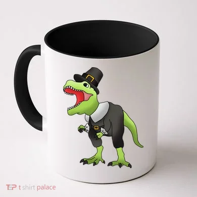 Dinosaur Thanksgiving Pilgrim Coffee Mug