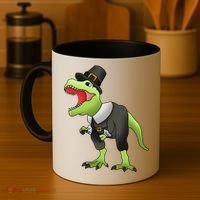Dinosaur Thanksgiving Pilgrim Coffee Mug thumb 4