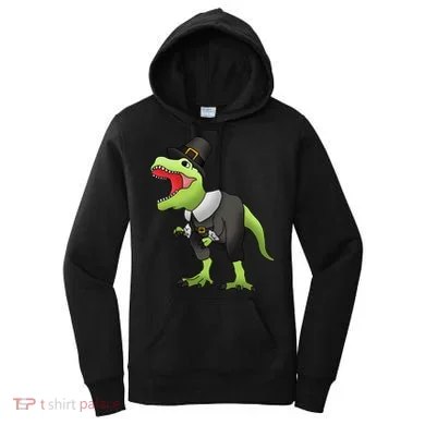 Dinosaur Thanksgiving Pilgrim Women's Hoodie