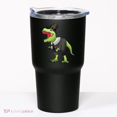 Dinosaur Thanksgiving Pilgrim Tumbler