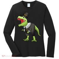 Dinosaur Thanksgiving Pilgrim Women's Long Sleeve Shirt thumb 0