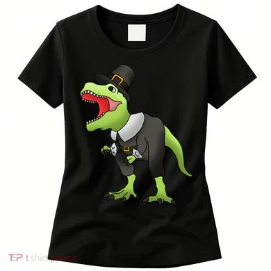 Dinosaur Thanksgiving Pilgrim Women's T-Shirt