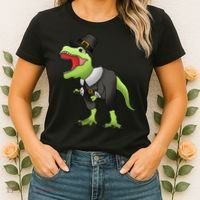 Dinosaur Thanksgiving Pilgrim Women's T-Shirt thumb 2