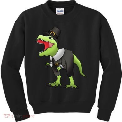 Dinosaur Thanksgiving Pilgrim Kids Sweatshirt
