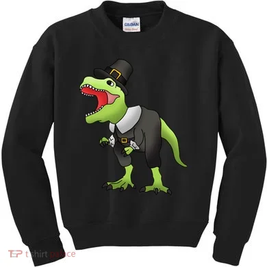 Dinosaur Thanksgiving Pilgrim Kids Sweatshirt