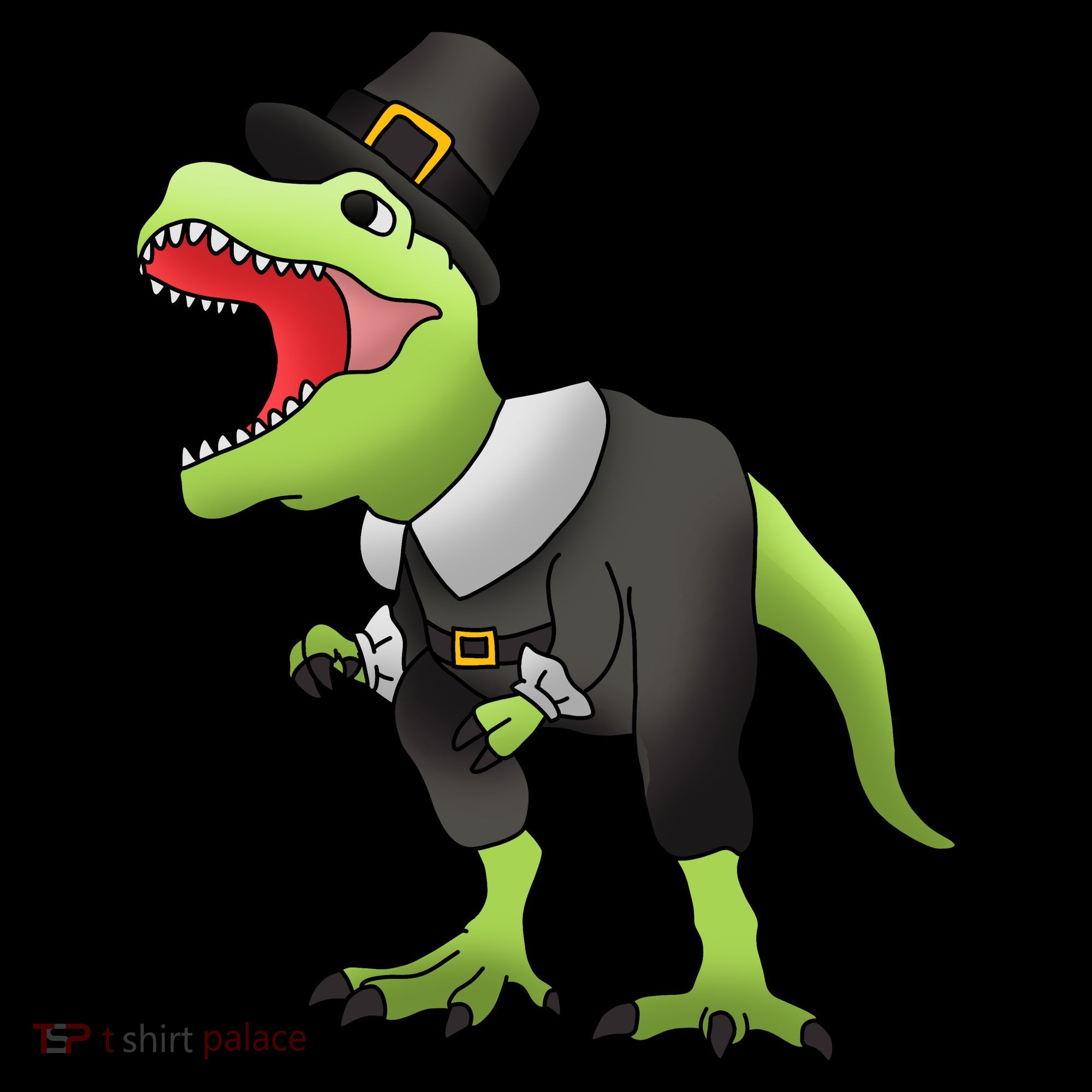 Dinosaur Thanksgiving Pilgrim Kids Long Sleeve Shirt