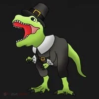 Dinosaur Thanksgiving Pilgrim Kids Long Sleeve Shirt thumb 2