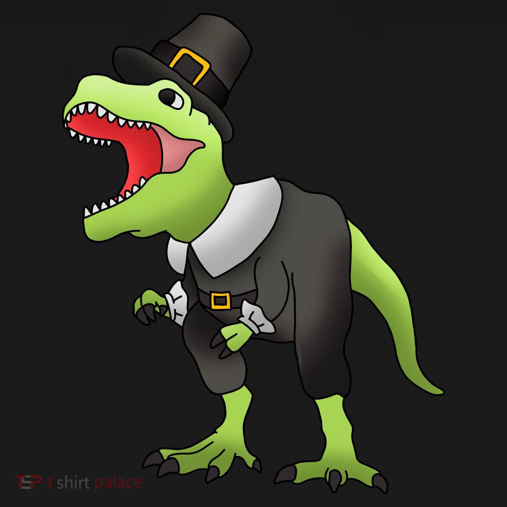 Dinosaur Thanksgiving Pilgrim Kids Long Sleeve Shirt