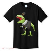 Dinosaur Thanksgiving Pilgrim Kids T-Shirt thumb 0