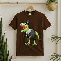 Dinosaur Thanksgiving Pilgrim T-Shirt thumb 2