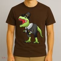Dinosaur Thanksgiving Pilgrim T-Shirt thumb 3