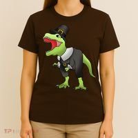 Dinosaur Thanksgiving Pilgrim T-Shirt thumb 4