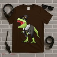 Dinosaur Thanksgiving Pilgrim T-Shirt thumb 5