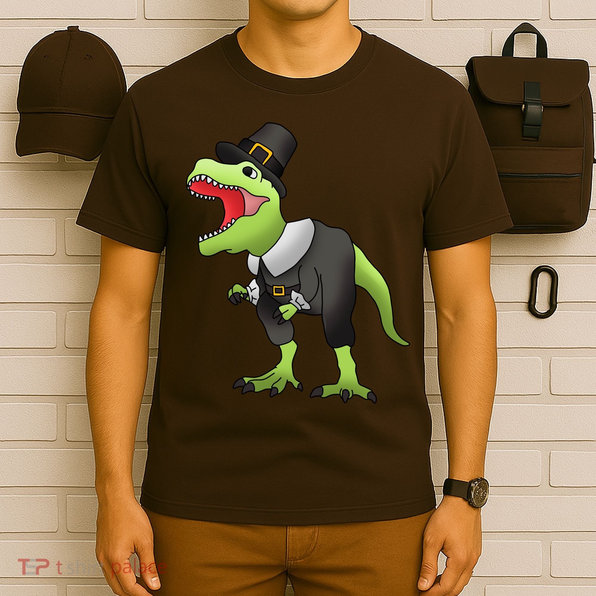 Dinosaur Thanksgiving Pilgrim T-Shirt