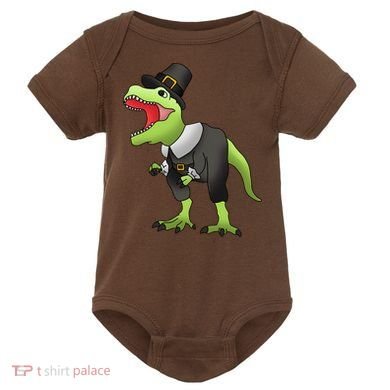 Dinosaur Thanksgiving Pilgrim Baby Bodysuit