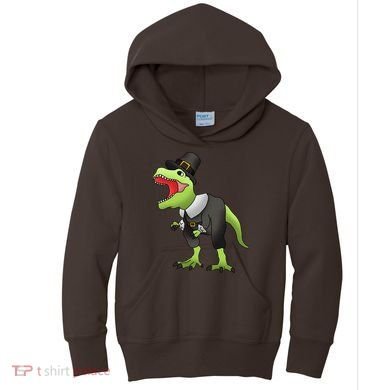 Dinosaur Thanksgiving Pilgrim Kids Hoodie