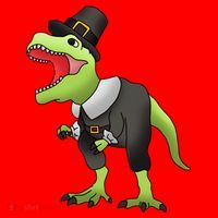 Dinosaur Thanksgiving Pilgrim Santa Hat thumb 1