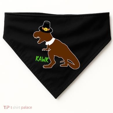 Dinosaur Thanksgiving T-Rex Pilgrim USA-Made Doggie Bandana