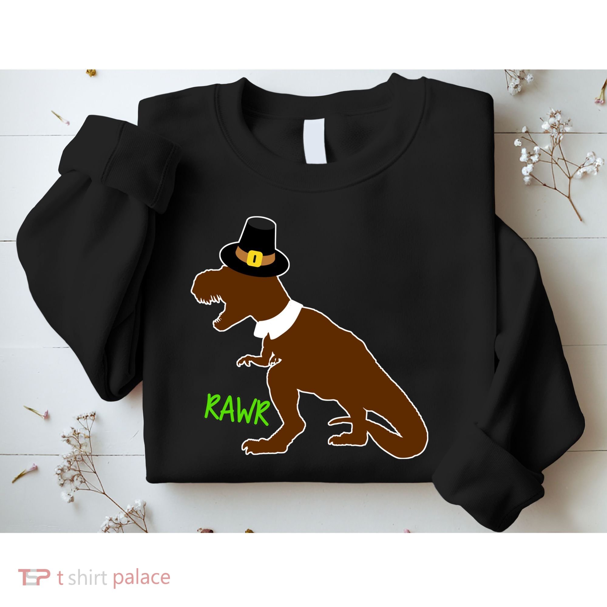 Dinosaur Thanksgiving T-Rex Pilgrim Sweatshirt