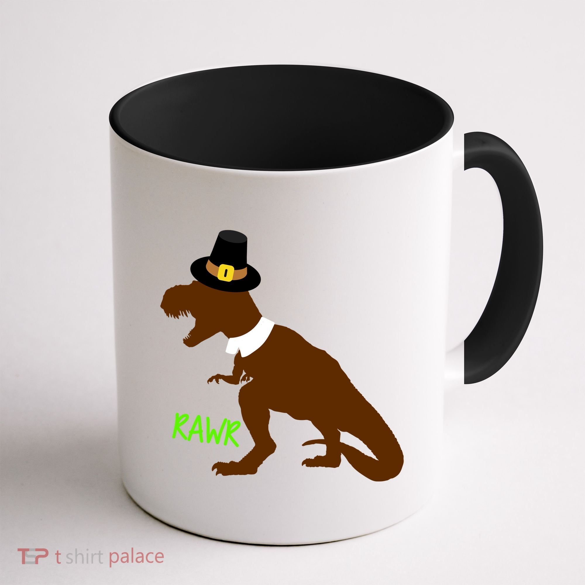 Dinosaur Thanksgiving T-Rex Pilgrim Coffee Mug