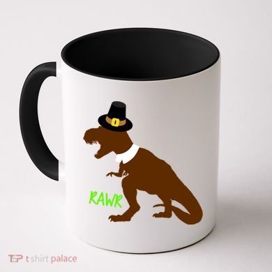Dinosaur Thanksgiving T-Rex Pilgrim Coffee Mug