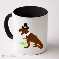 Dinosaur Thanksgiving T-Rex Pilgrim Coffee Mug thumb 0