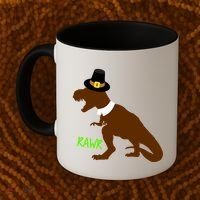 Dinosaur Thanksgiving T-Rex Pilgrim Coffee Mug thumb 2