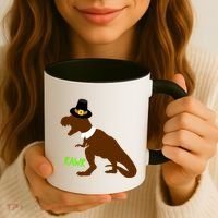 Dinosaur Thanksgiving T-Rex Pilgrim Coffee Mug thumb 3