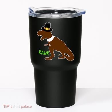 Dinosaur Thanksgiving T-Rex Pilgrim Tumbler