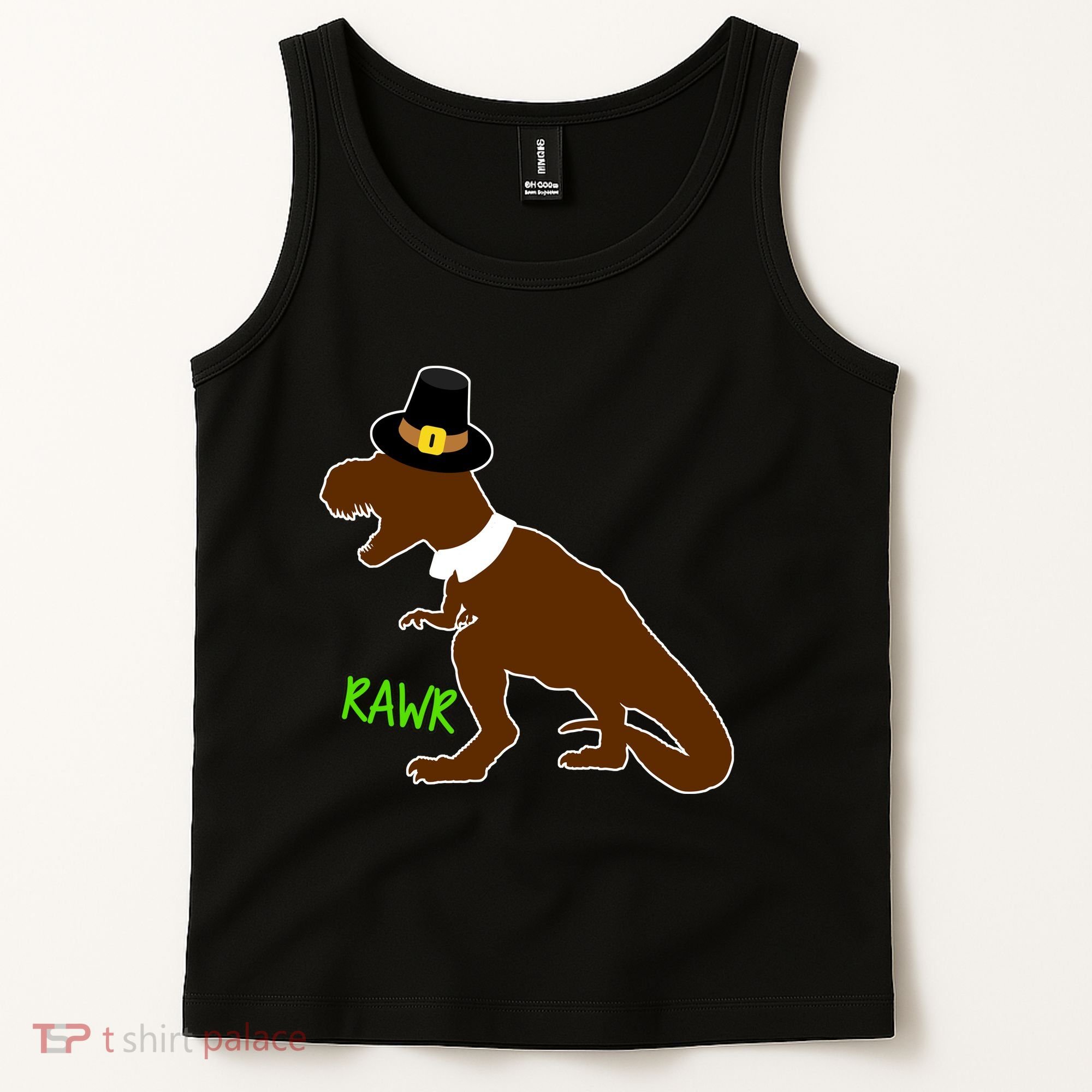 Dinosaur Thanksgiving T-Rex Pilgrim Tank Top