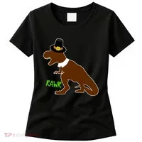 Dinosaur Thanksgiving T-Rex Pilgrim Women's T-Shirt thumb 0