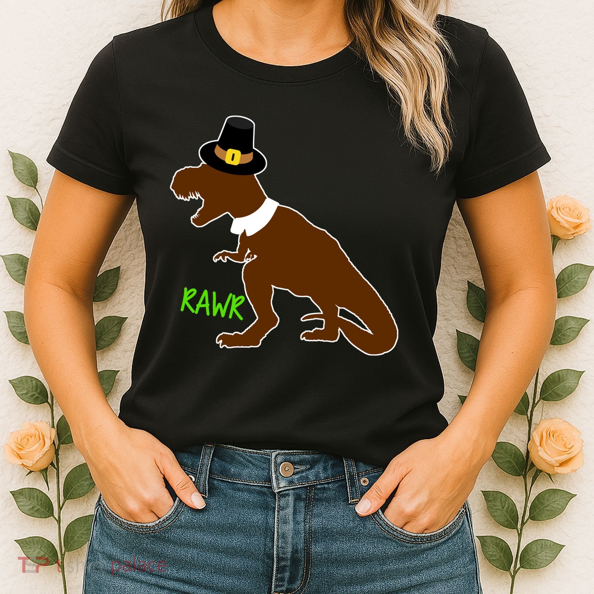 Dinosaur Thanksgiving T-Rex Pilgrim Women's T-Shirt