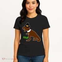 Dinosaur Thanksgiving T-Rex Pilgrim Women's T-Shirt thumb 4