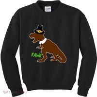 Dinosaur Thanksgiving T-Rex Pilgrim Kids Sweatshirt thumb 0