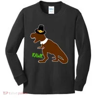 Dinosaur Thanksgiving T-Rex Pilgrim Kids Long Sleeve Shirt thumb 0