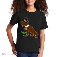 Dinosaur Thanksgiving T-Rex Pilgrim Kids T-Shirt thumb 2